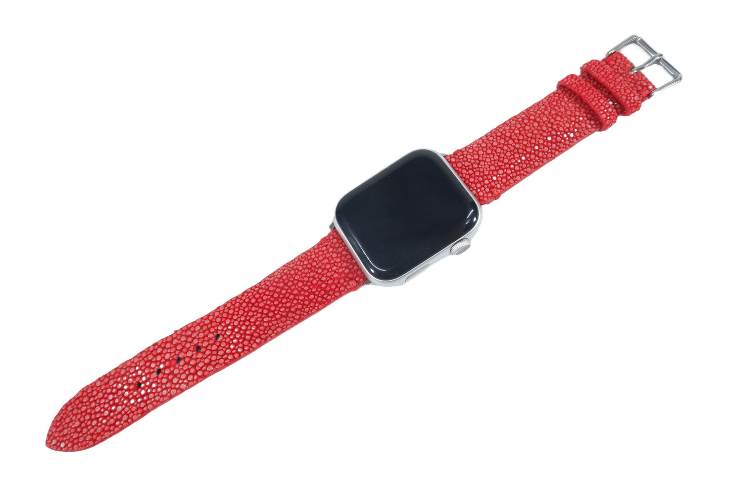 Genuine Polished Stingray Skin Leather Watch Strap Compatible with Apple Watch Ultra 1/2 Series 9/8/7/6/5/4/3/2/1/SE/SE2