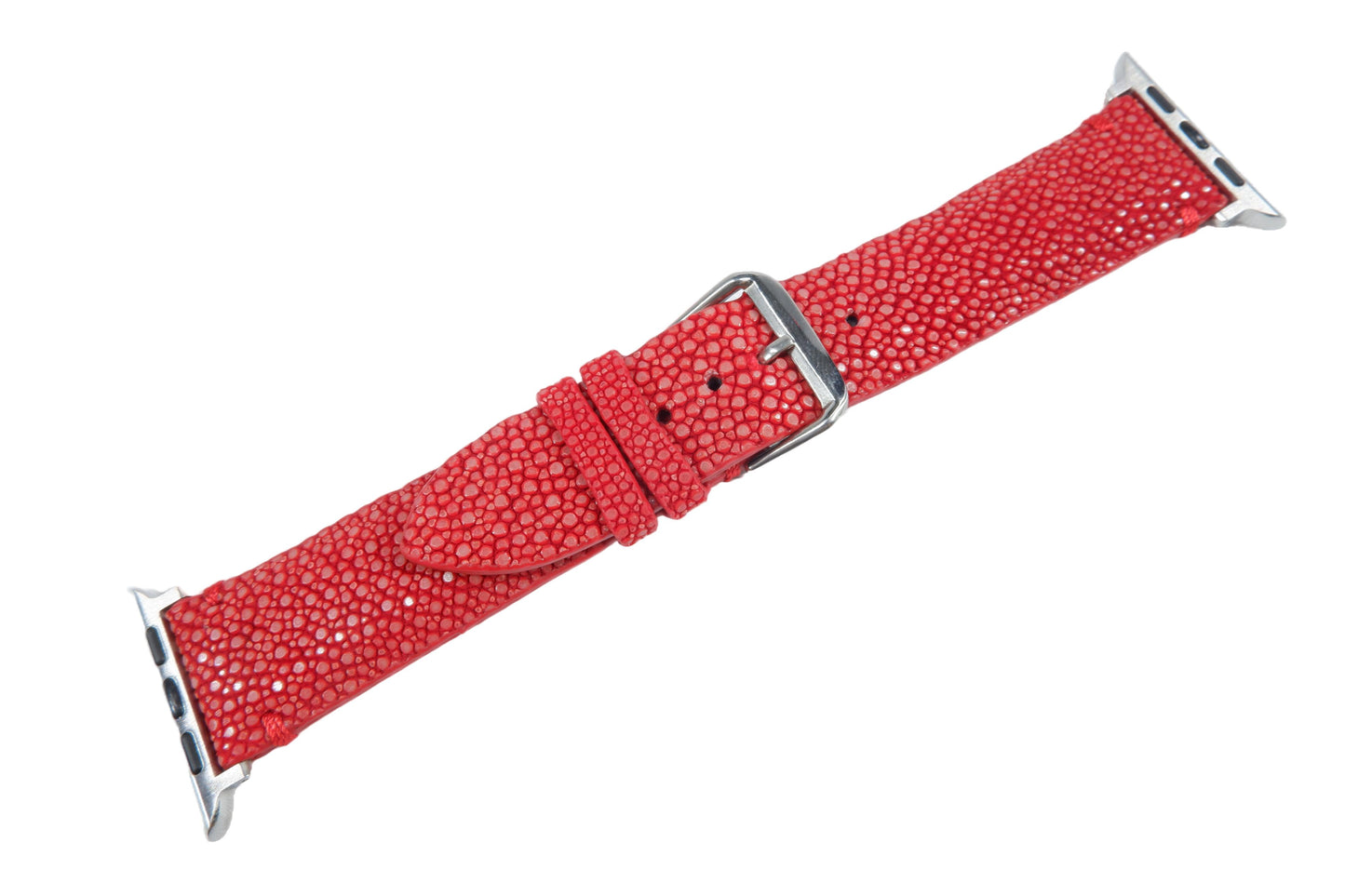 Genuine Polished Stingray Skin Leather Watch Strap Compatible with Apple Watch Ultra 1/2 Series 9/8/7/6/5/4/3/2/1/SE/SE2