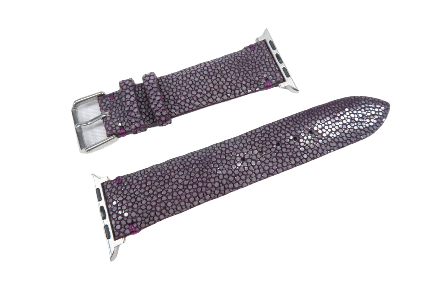 Genuine Polished Stingray Skin Leather Watch Strap Compatible with Apple Watch Ultra 1/2 Series 9/8/7/6/5/4/3/2/1/SE/SE2