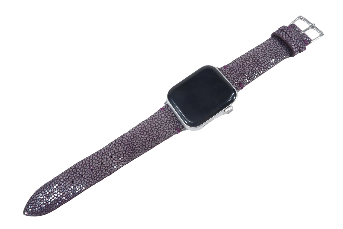 Genuine Polished Stingray Skin Leather Watch Strap Compatible with Apple Watch Ultra 1/2 Series 9/8/7/6/5/4/3/2/1/SE/SE2