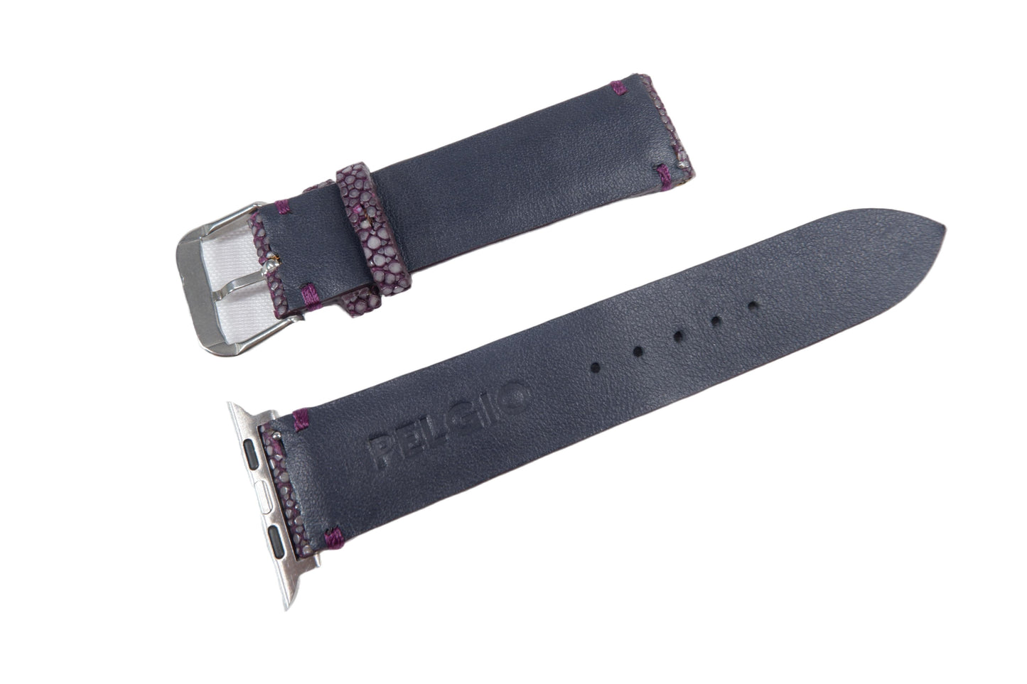 Genuine Polished Stingray Skin Leather Watch Strap Compatible with Apple Watch Ultra 1/2 Series 9/8/7/6/5/4/3/2/1/SE/SE2