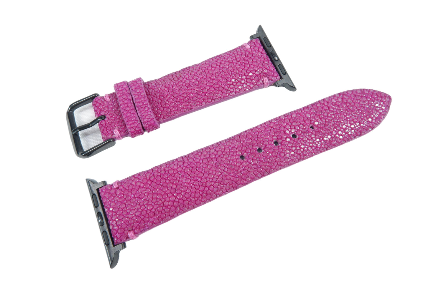 Genuine Polished Stingray Skin Leather Watch Strap Compatible with Apple Watch Ultra 1/2 Series 9/8/7/6/5/4/3/2/1/SE/SE2