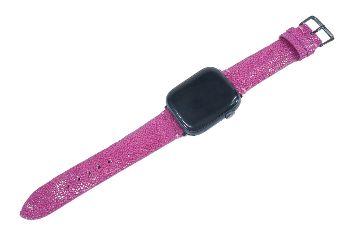 Genuine Polished Stingray Skin Leather Watch Strap Compatible with Apple Watch Ultra 1/2 Series 9/8/7/6/5/4/3/2/1/SE/SE2