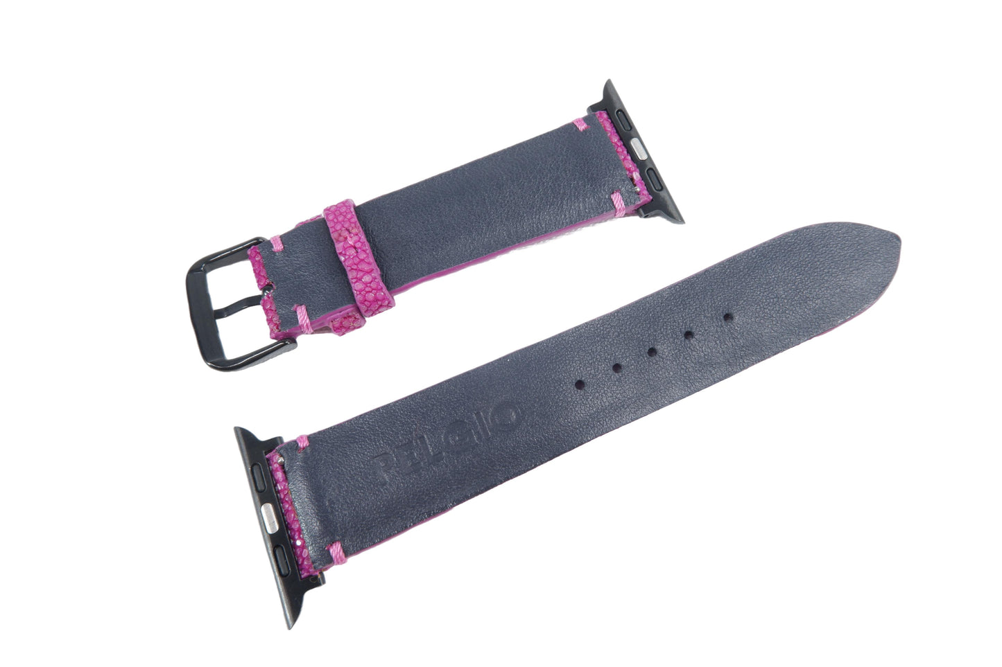 Genuine Polished Stingray Skin Leather Watch Strap Compatible with Apple Watch Ultra 1/2 Series 9/8/7/6/5/4/3/2/1/SE/SE2