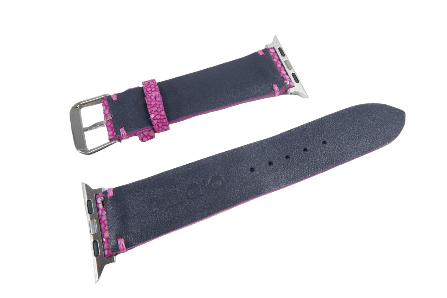 Genuine Polished Stingray Skin Leather Watch Strap Compatible with Apple Watch Ultra 1/2 Series 9/8/7/6/5/4/3/2/1/SE/SE2