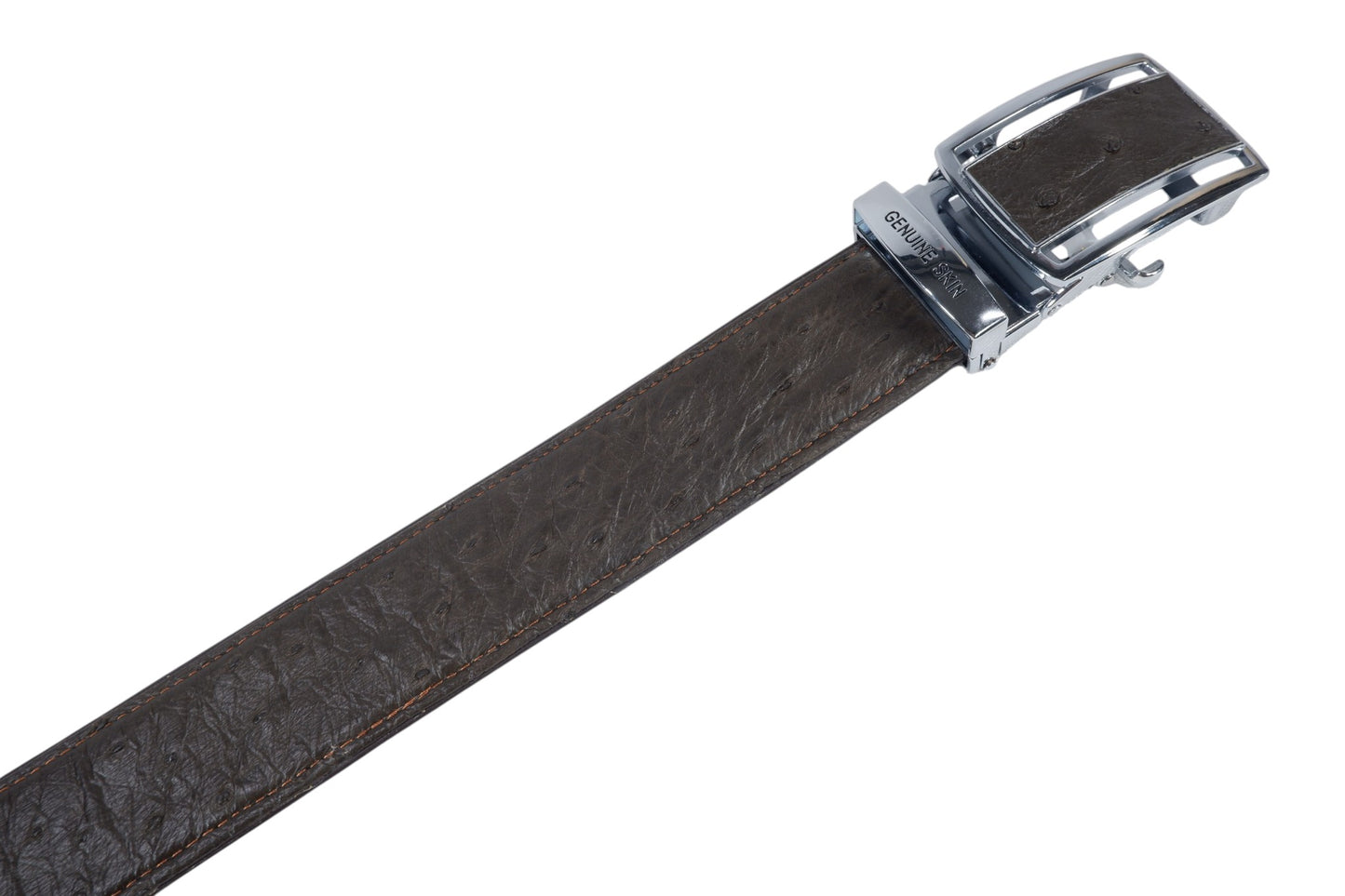Genuine Ostrich Quill Skin Leather Auto Locking Men's Belt