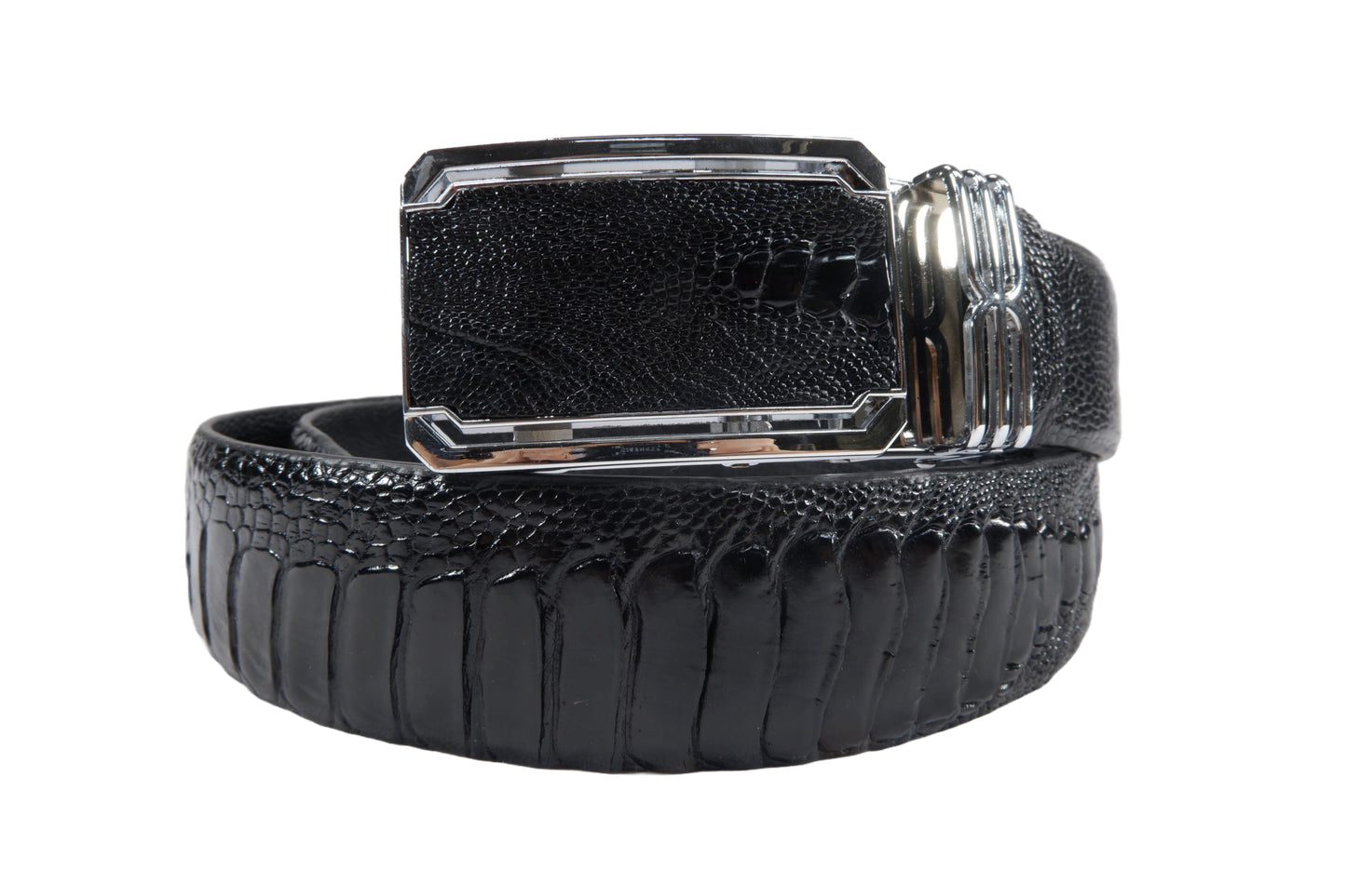 Genuine Ostrich Leg Skin Leather Auto Locking Men's Belt