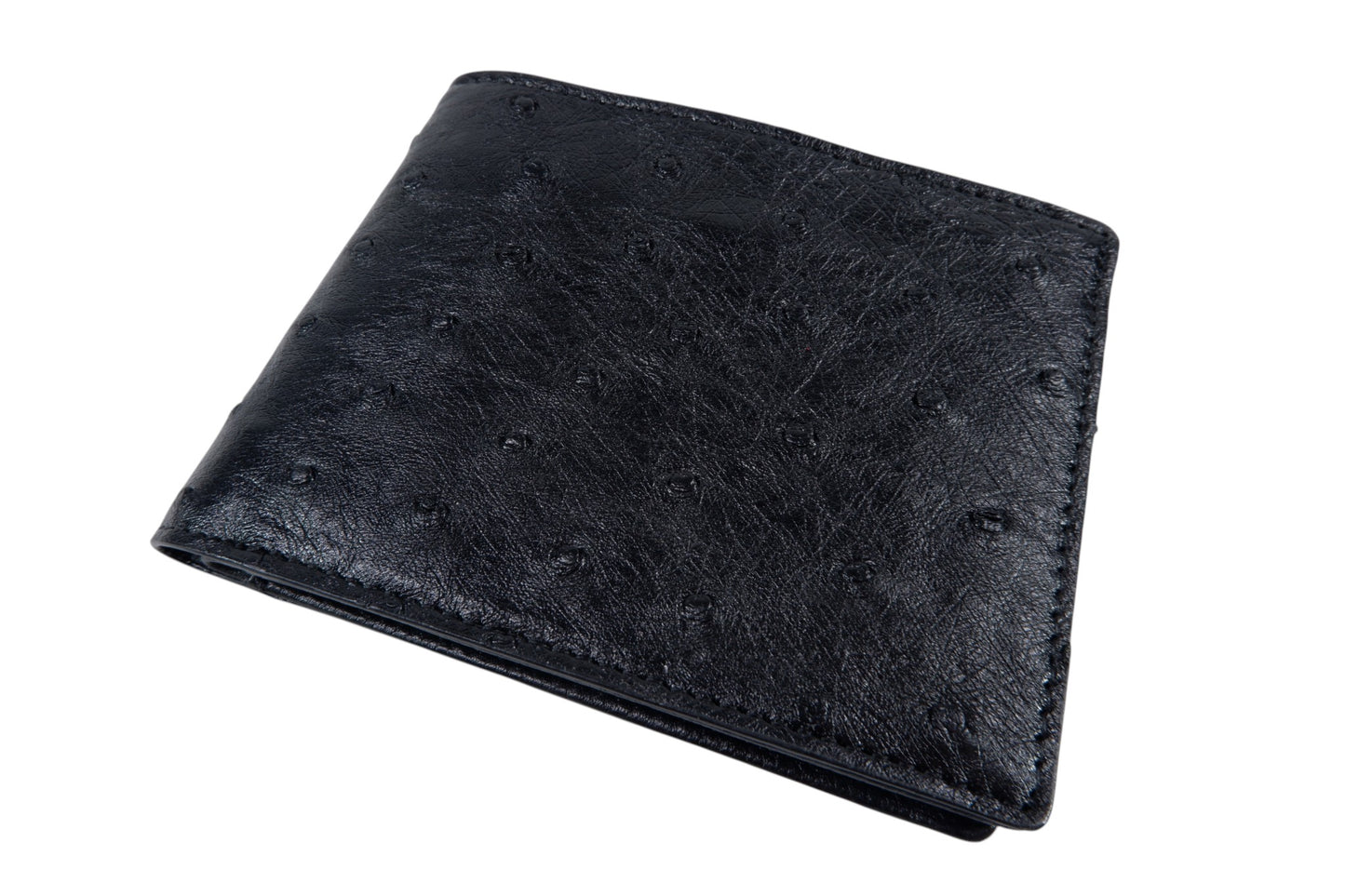 Genuine Ostrich Quill Skin Leather Soft Bifold Wallet