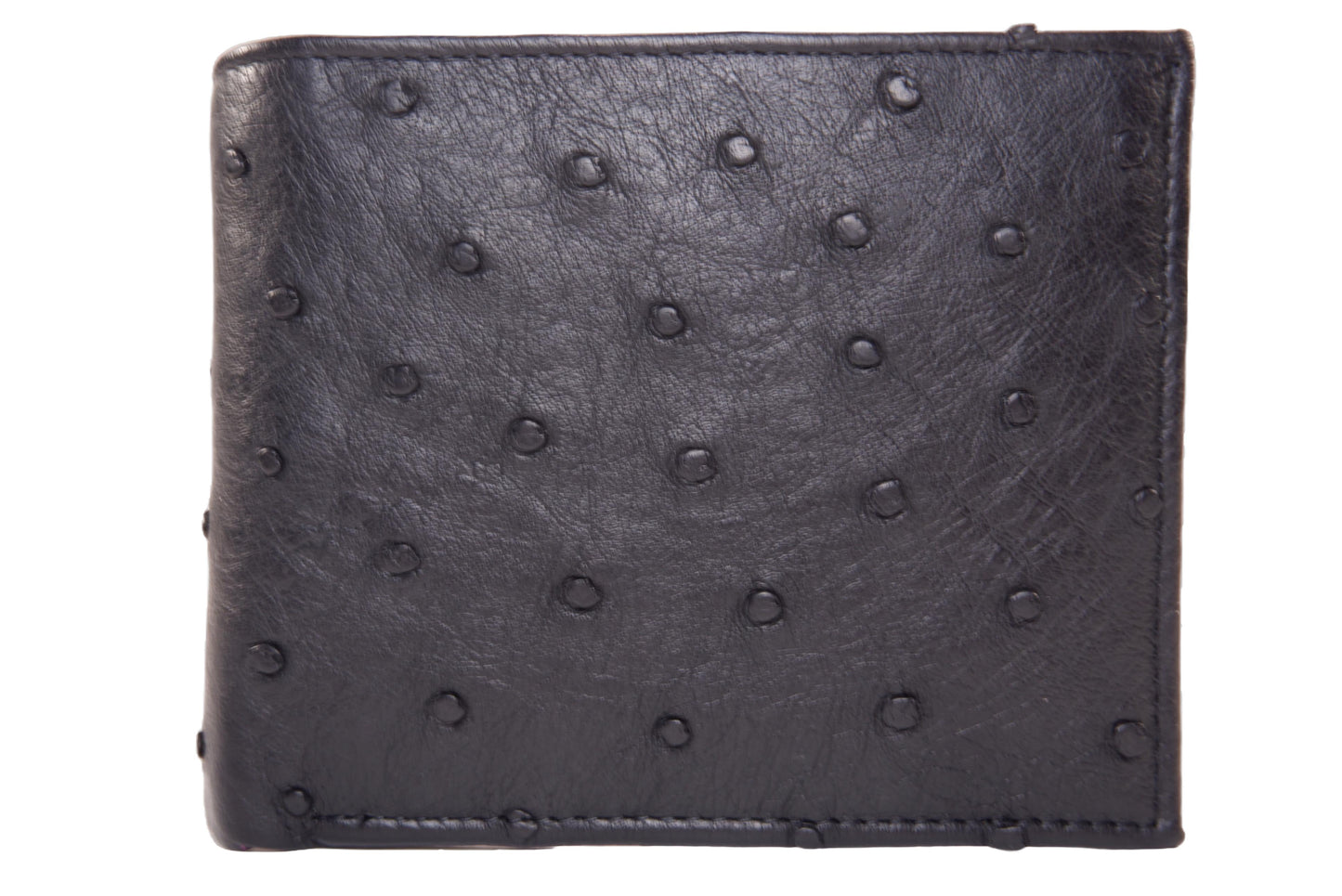 Genuine Ostrich Quill Skin Leather Soft Bifold Wallet with Ostrich Interior