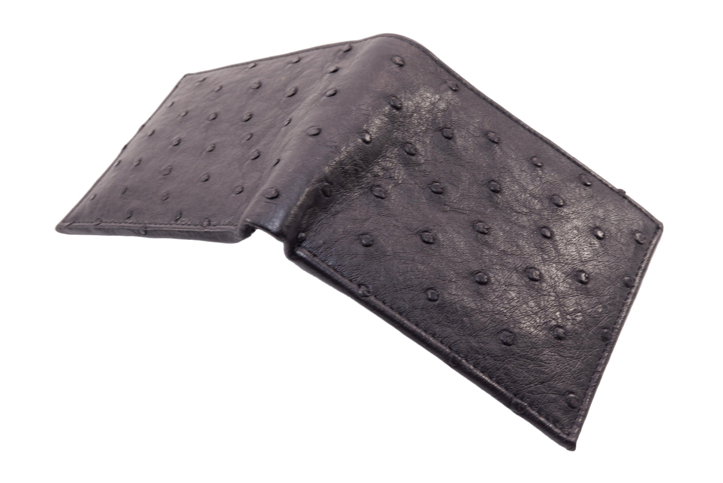 Genuine Ostrich Quill Skin Leather Soft Bifold Wallet with Ostrich Interior