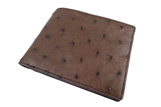 Genuine Ostrich Quill Skin Leather Soft Bifold Wallet