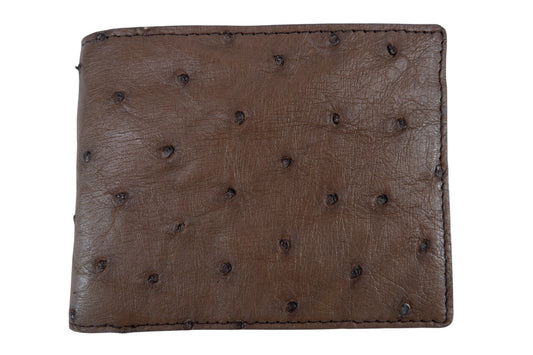 Genuine Ostrich Quill Skin Leather Soft Bifold Wallet