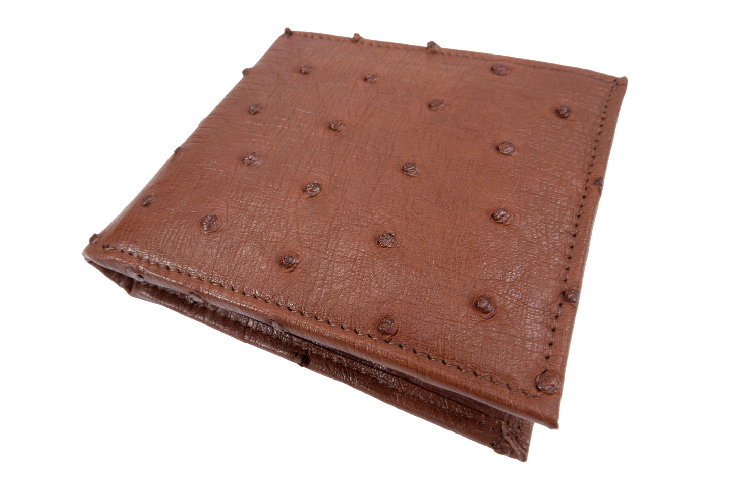 Genuine Ostrich Quill Skin Leather Soft Bifold Wallet with Ostrich Interior