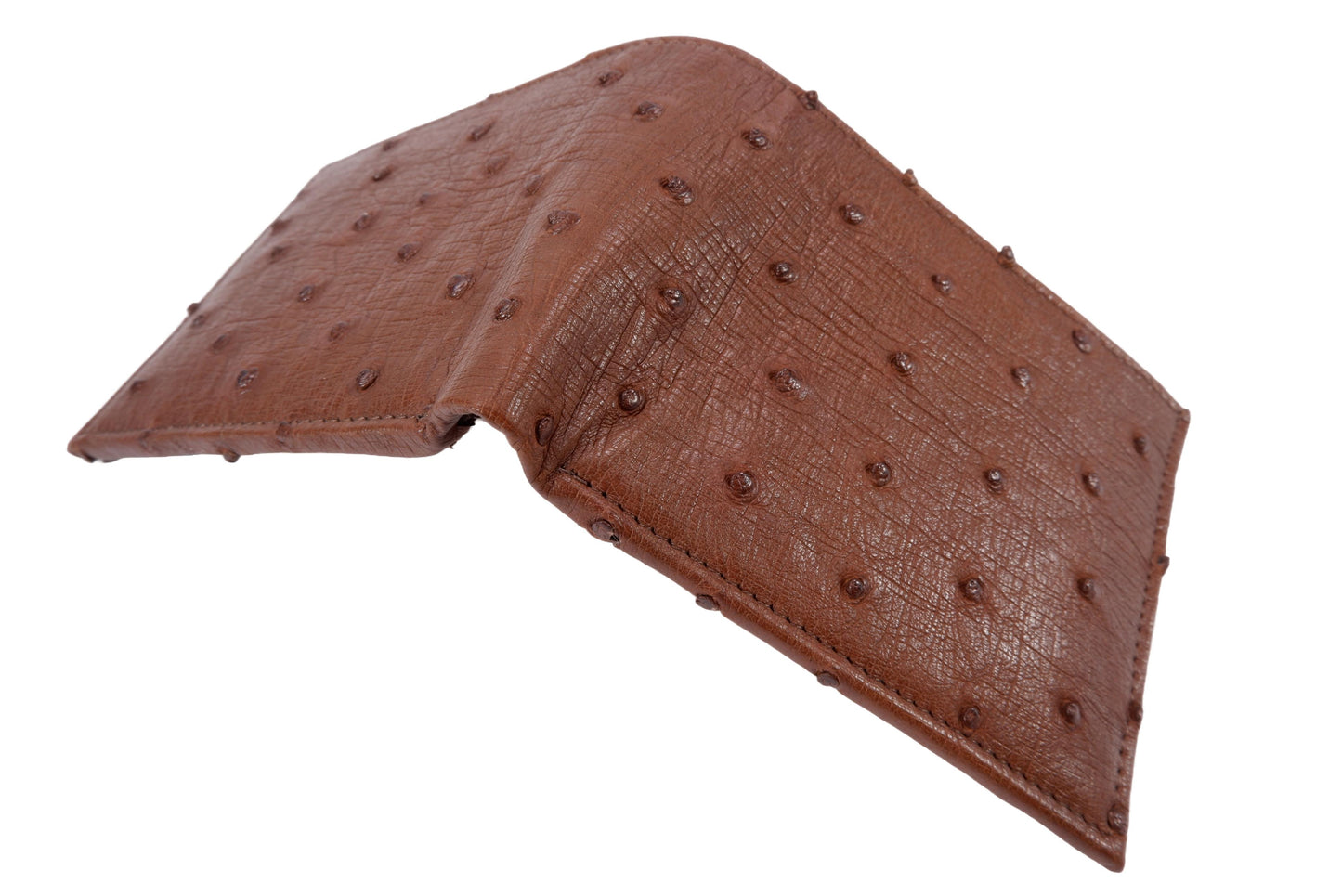 Genuine Ostrich Quill Skin Leather Soft Bifold Wallet with Ostrich Interior