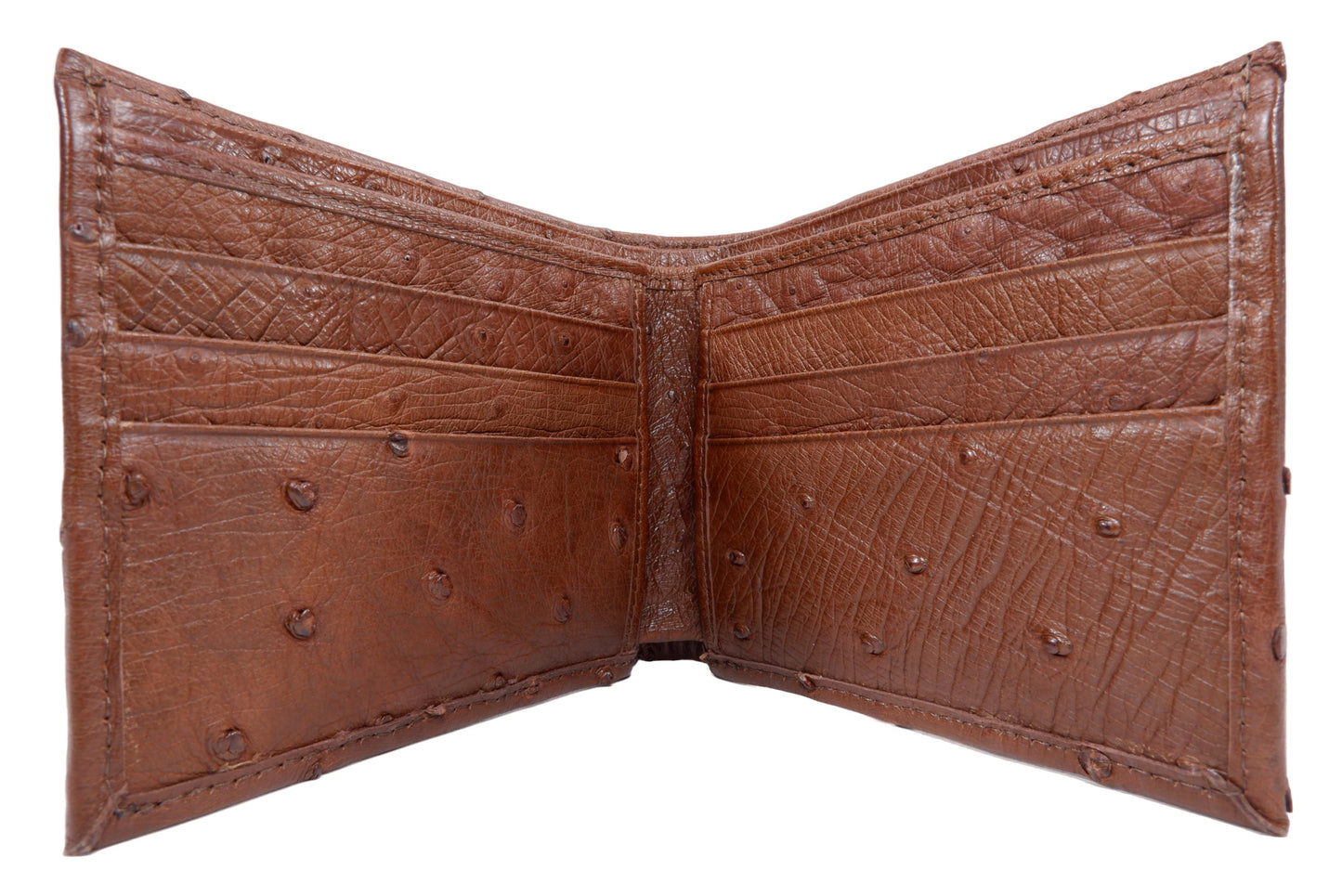 Genuine Ostrich Quill Skin Leather Soft Bifold Wallet with Ostrich Interior