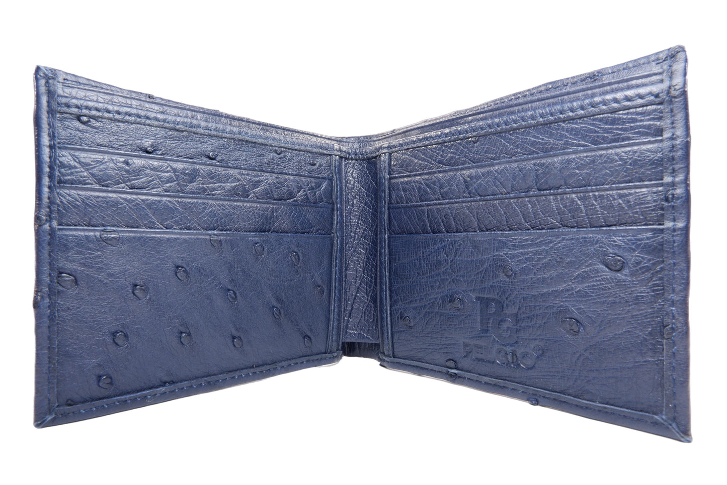 Genuine Ostrich Quill Skin Leather Soft Bifold Wallet with Ostrich Interior