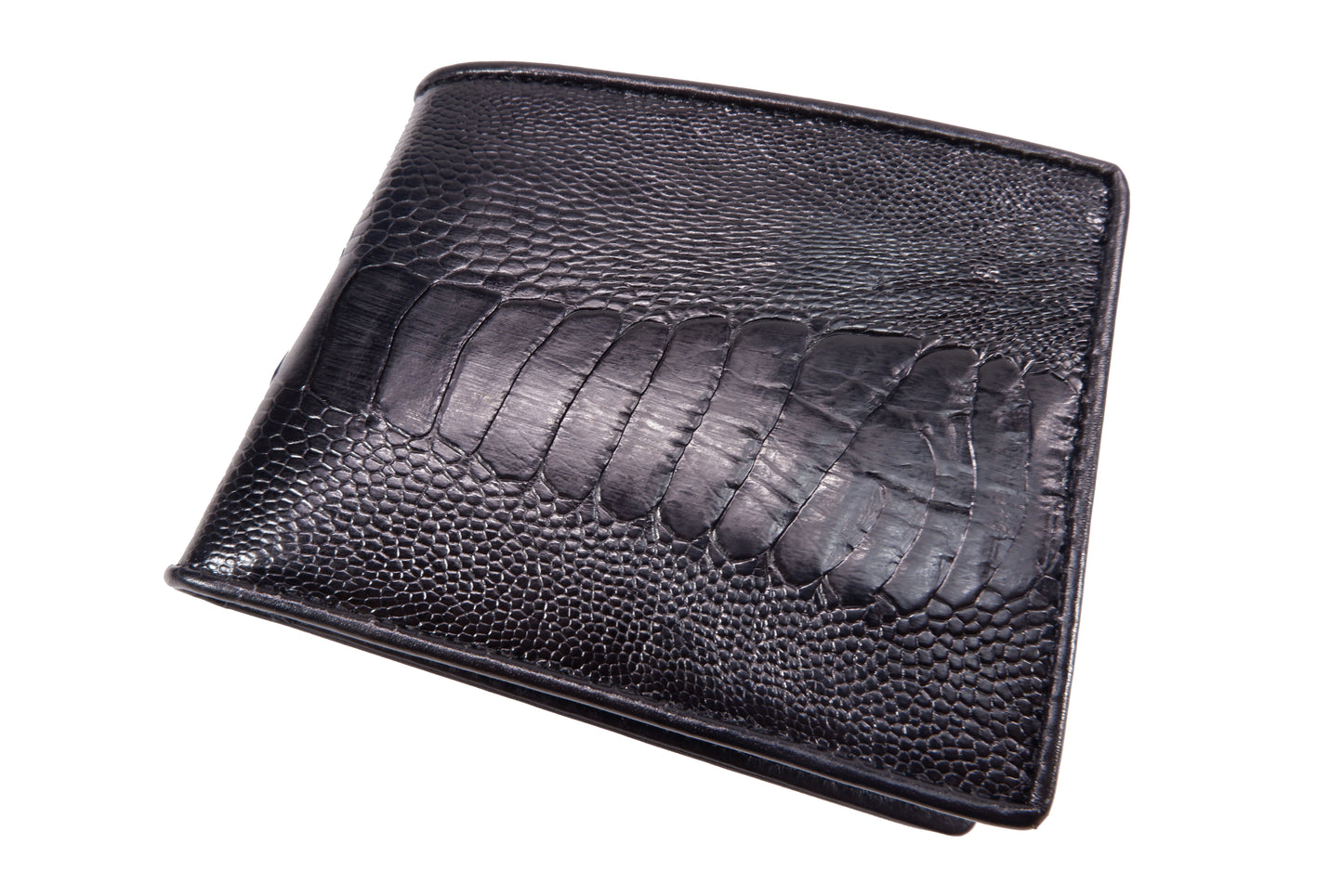 Genuine Ostrich Leg Skin Leather Soft Bifold Wallet