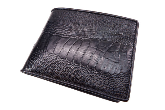 Genuine Ostrich Leg Skin Leather Soft Bifold Wallet