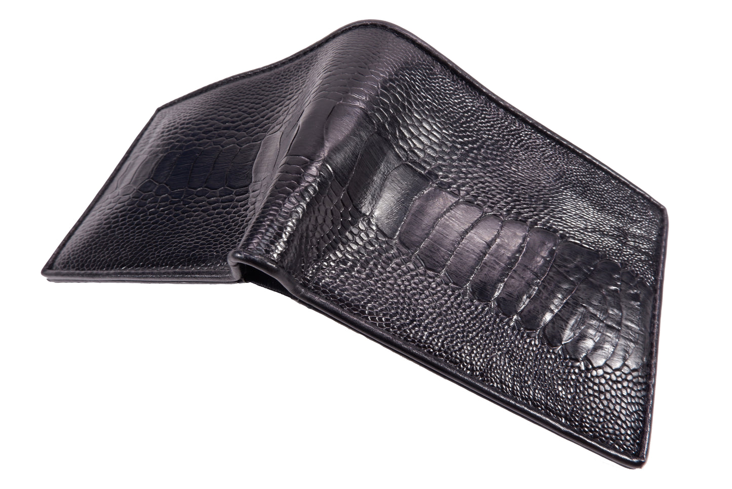 Genuine Ostrich Leg Skin Leather Soft Bifold Wallet