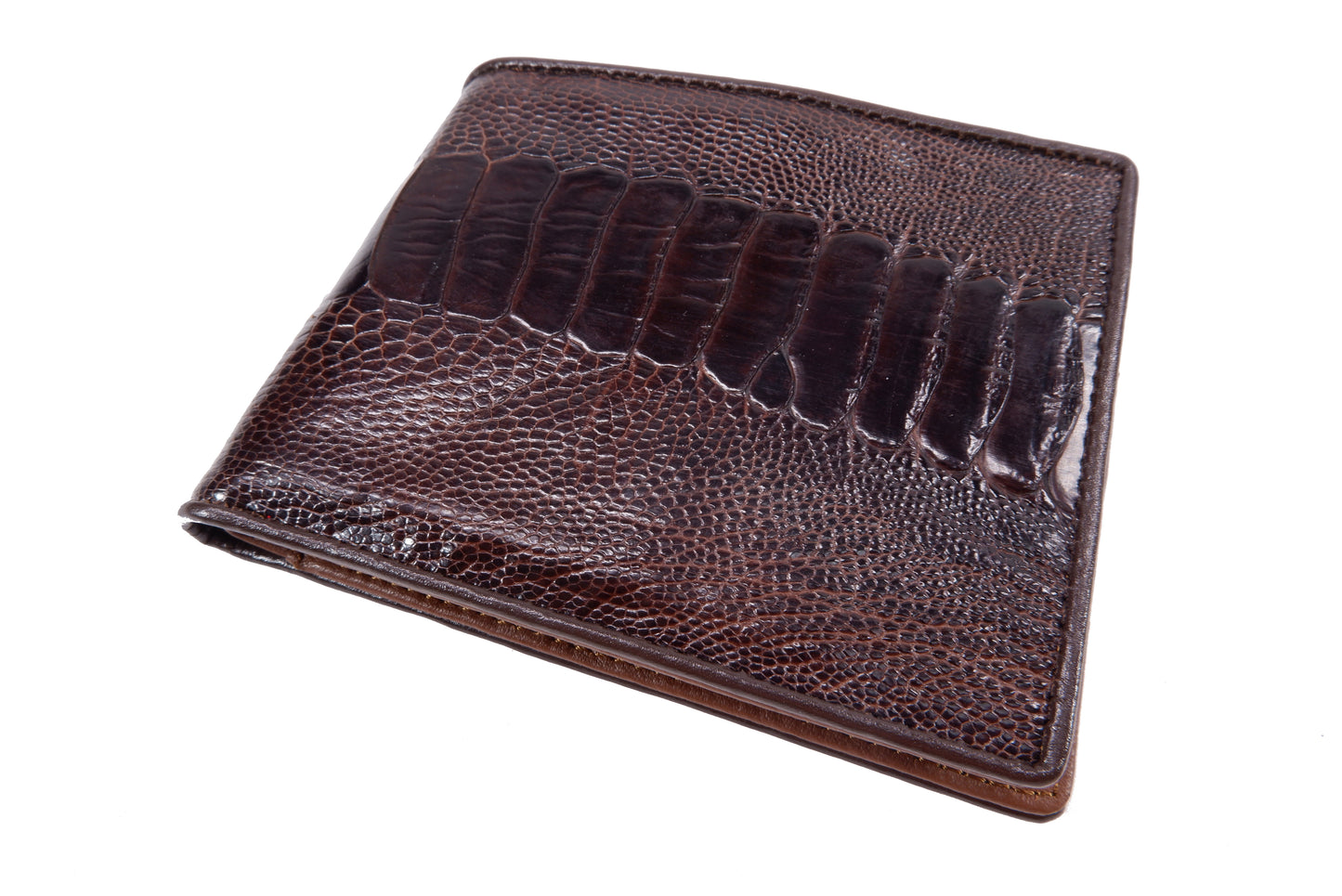 Genuine Ostrich Leg Skin Leather Soft Bifold Wallet