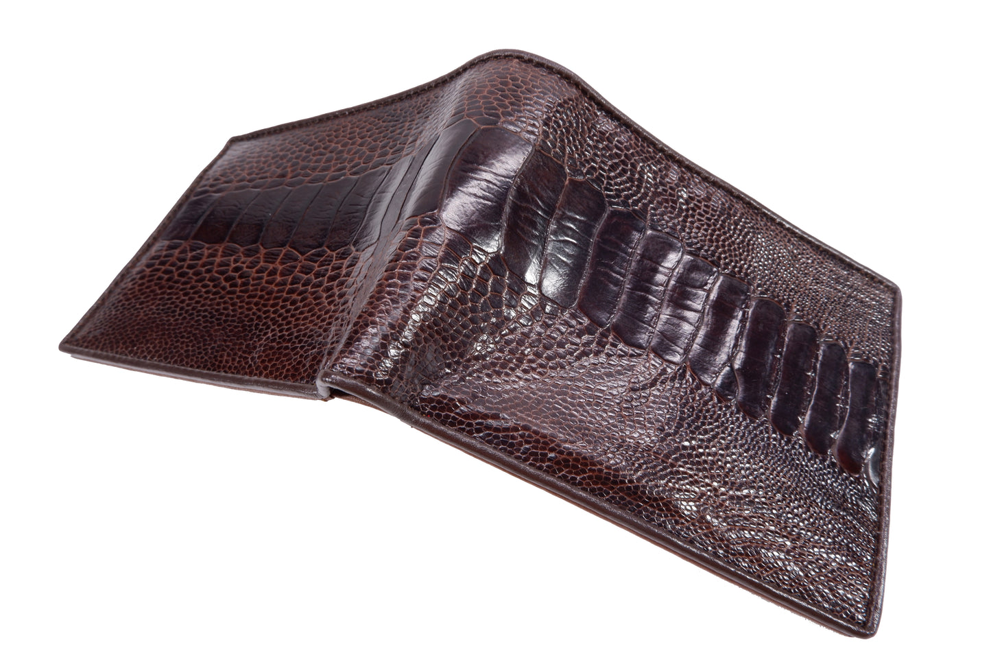 Genuine Ostrich Leg Skin Leather Soft Bifold Wallet