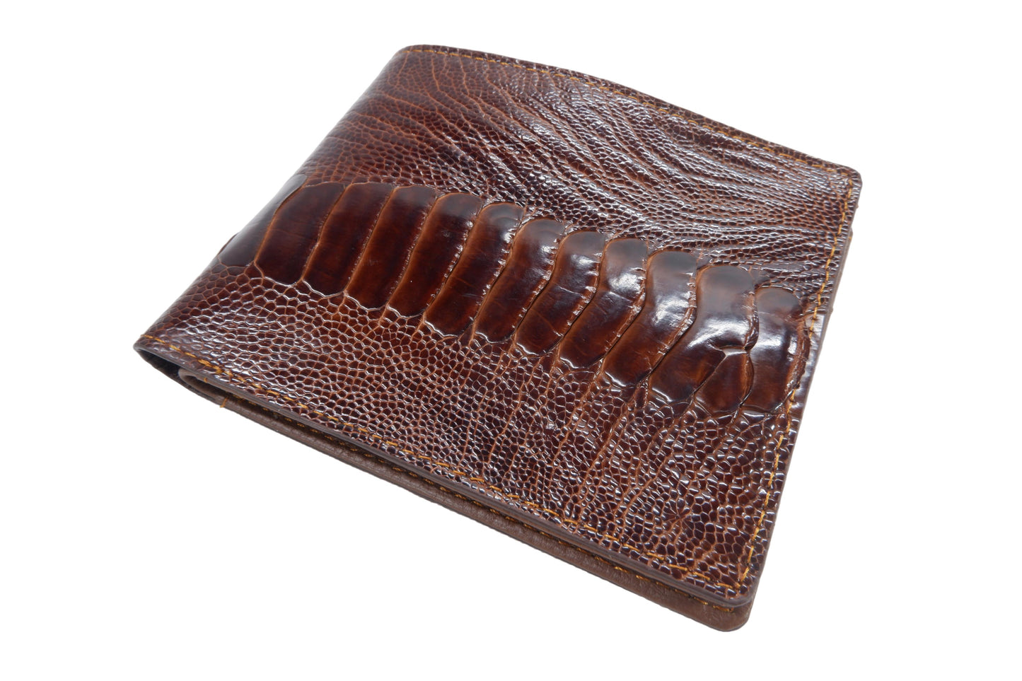 Genuine Ostrich Leg Skin Leather Soft Bifold Wallet