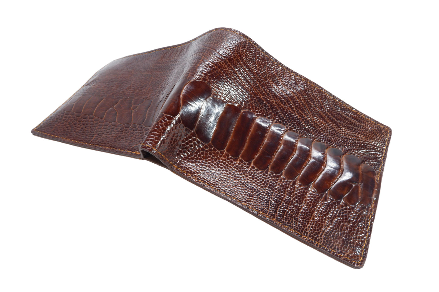 Genuine Ostrich Leg Skin Leather Soft Bifold Wallet