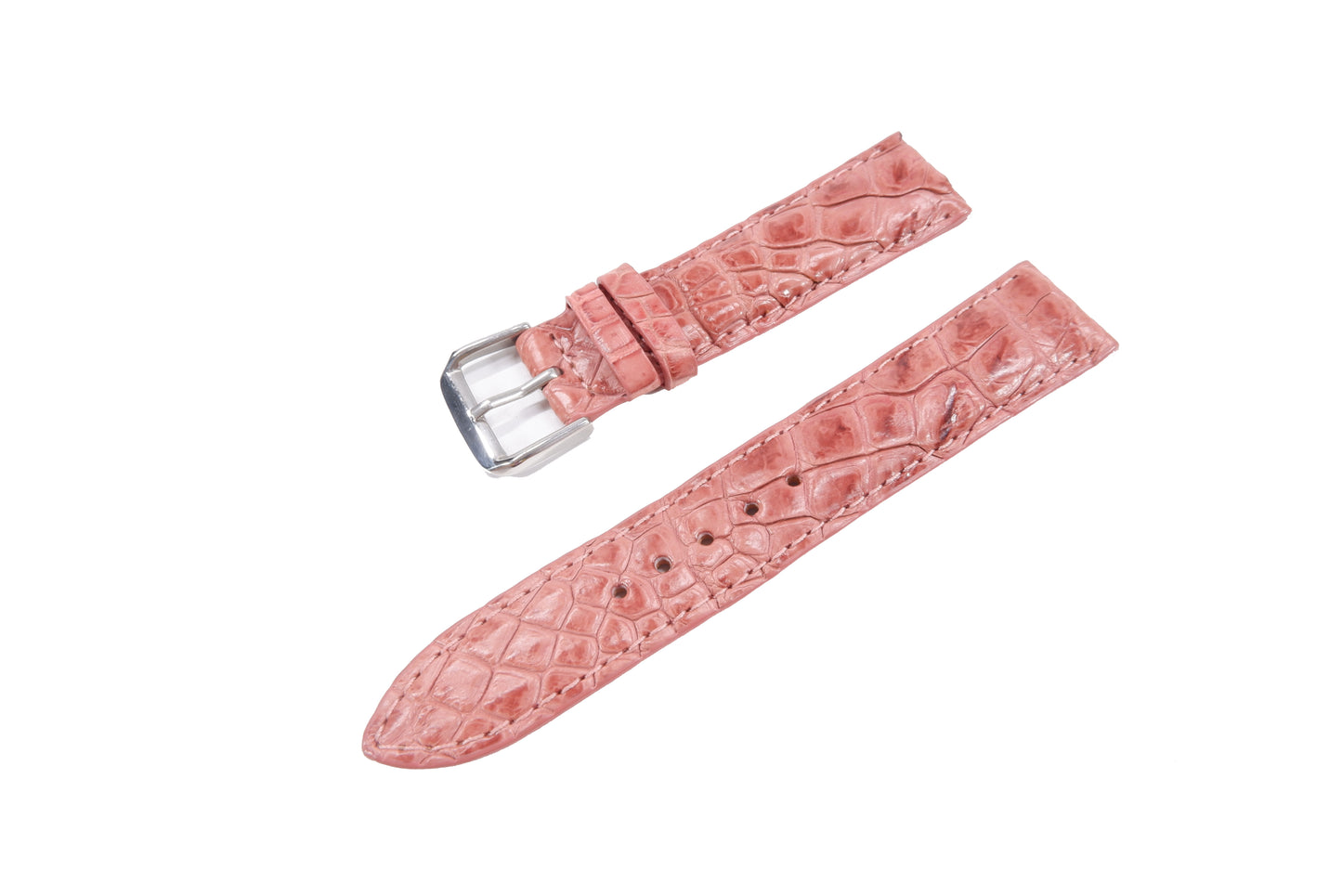 Genuine Crocodile Skin Leather Watch Strap Pink Band with Buckle