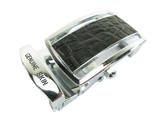 Genuine Crocodile Skin Leather Stainless Steel Auto Locking Buckle for Belt without Step