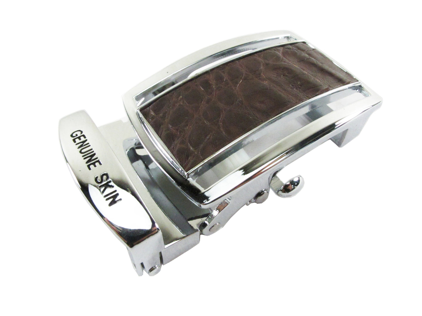Genuine Crocodile Skin Leather Stainless Steel Auto Locking Buckle for Belt without Step