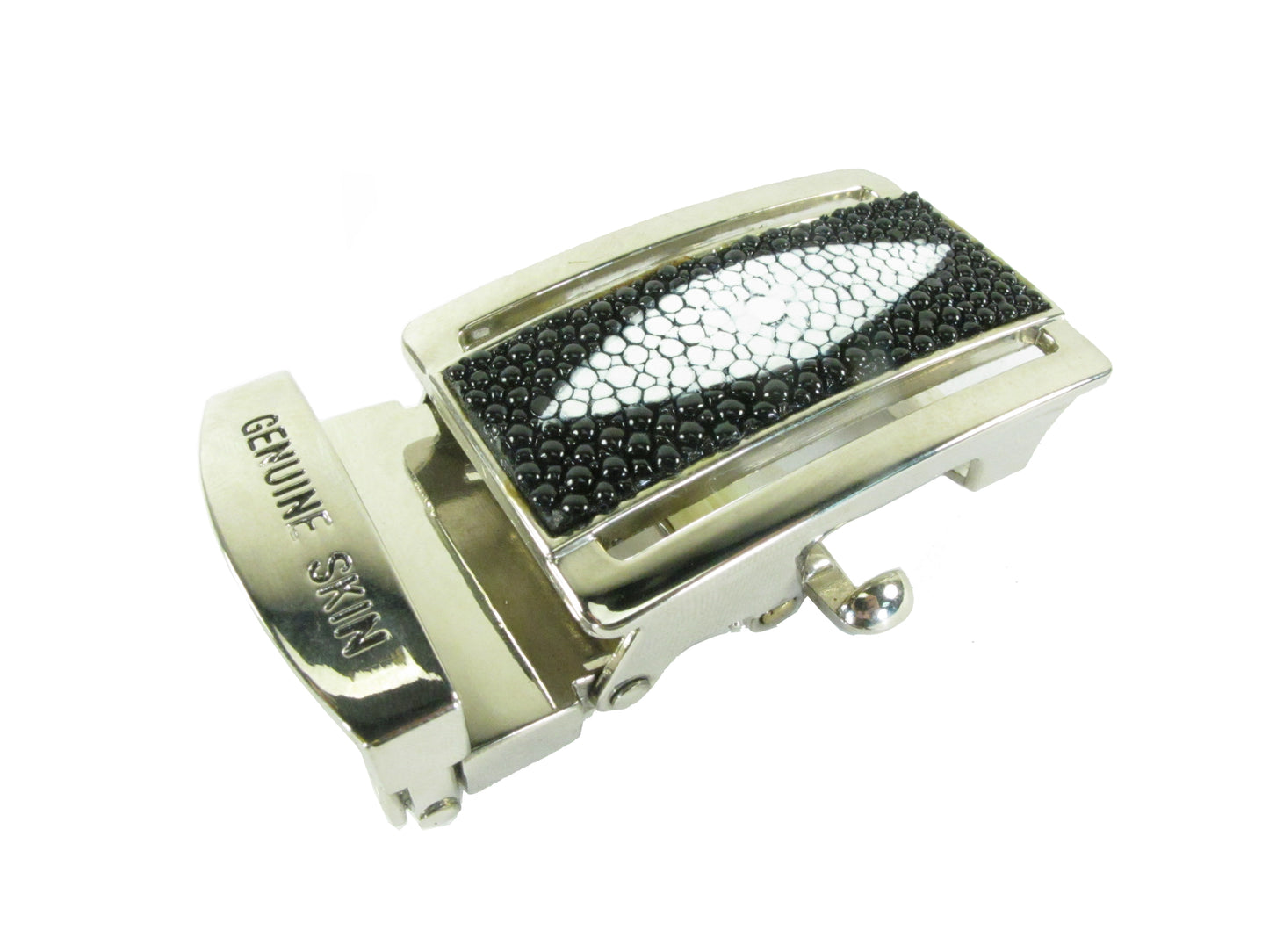 Genuine Stingray Skin Leather Stainless Steel Auto Locking Buckle for Belt without Step