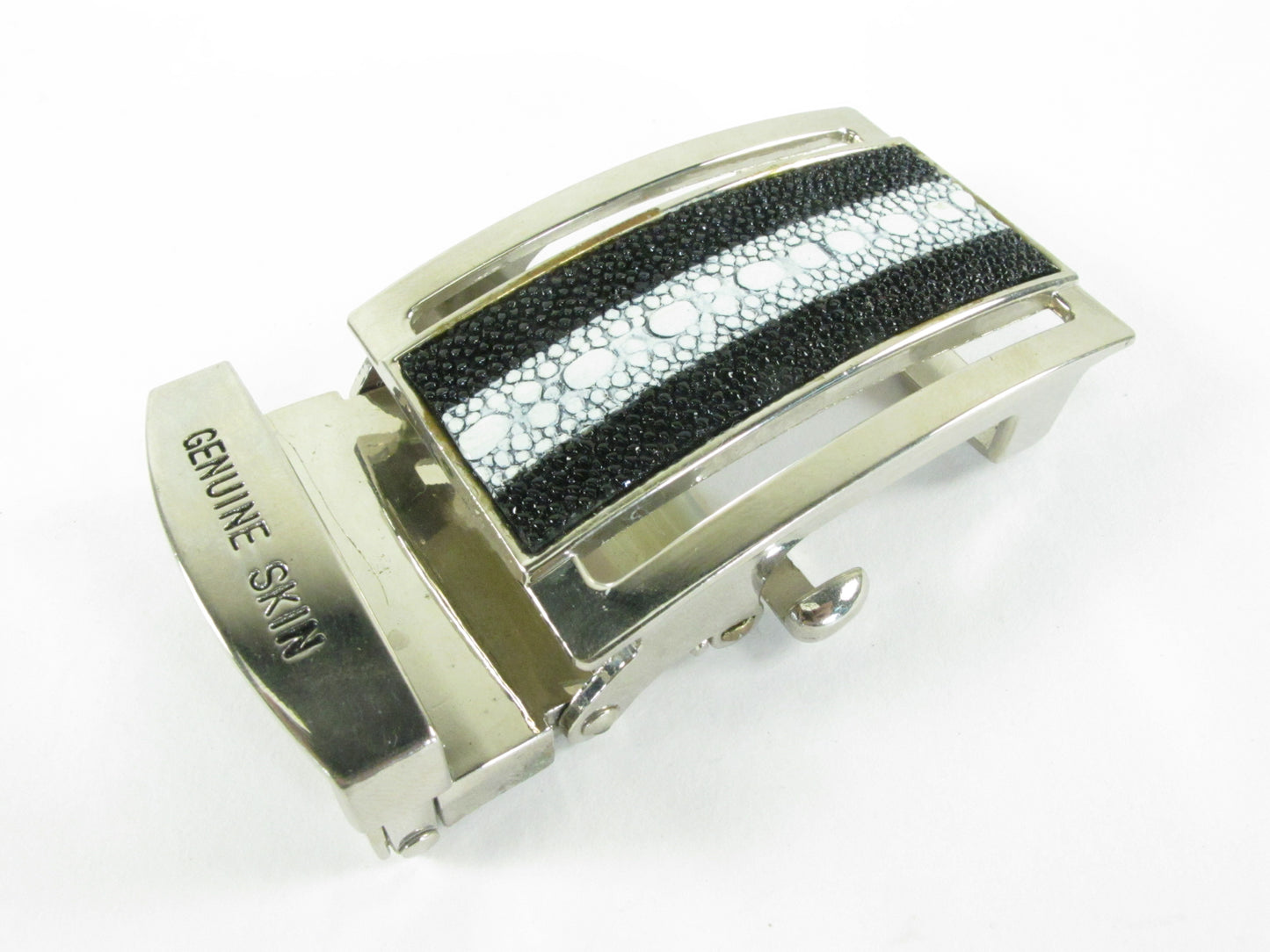 Genuine Stingray Skin Leather Stainless Steel Auto Locking Buckle for Belt without Step
