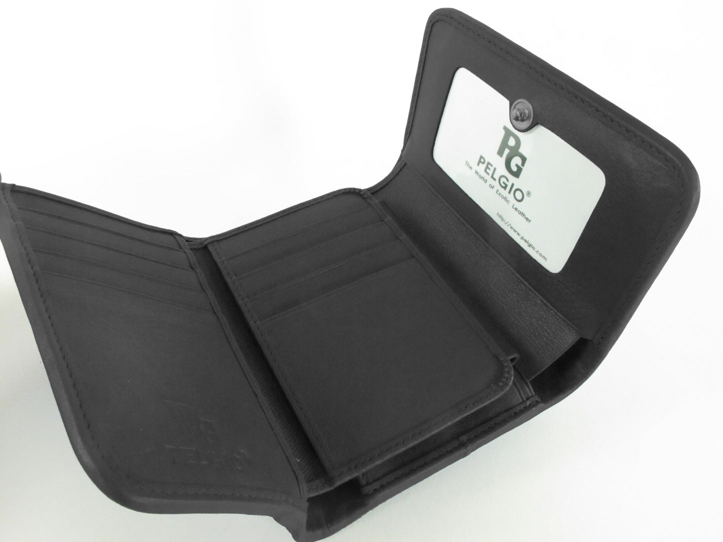 Genuine Polished Stingray Skin Leather Intrecciato Handmade Medium Trifold Clutch Wallet Purse