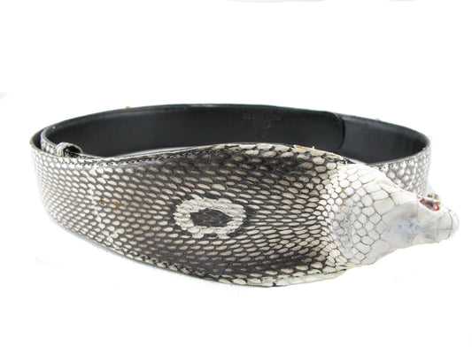 Genuine Cobra Snake Skin with Head Leather Dress Belt