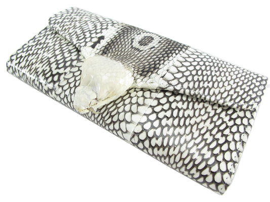 Genuine Cobra Snake Skin with Head Women's Trifold Clutch Wallet Purse