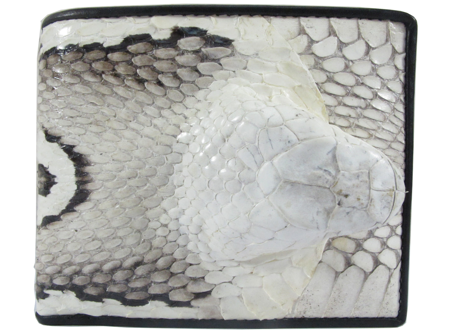 Genuine Cobra Snake Skin Leather with Head Bifold Wallet