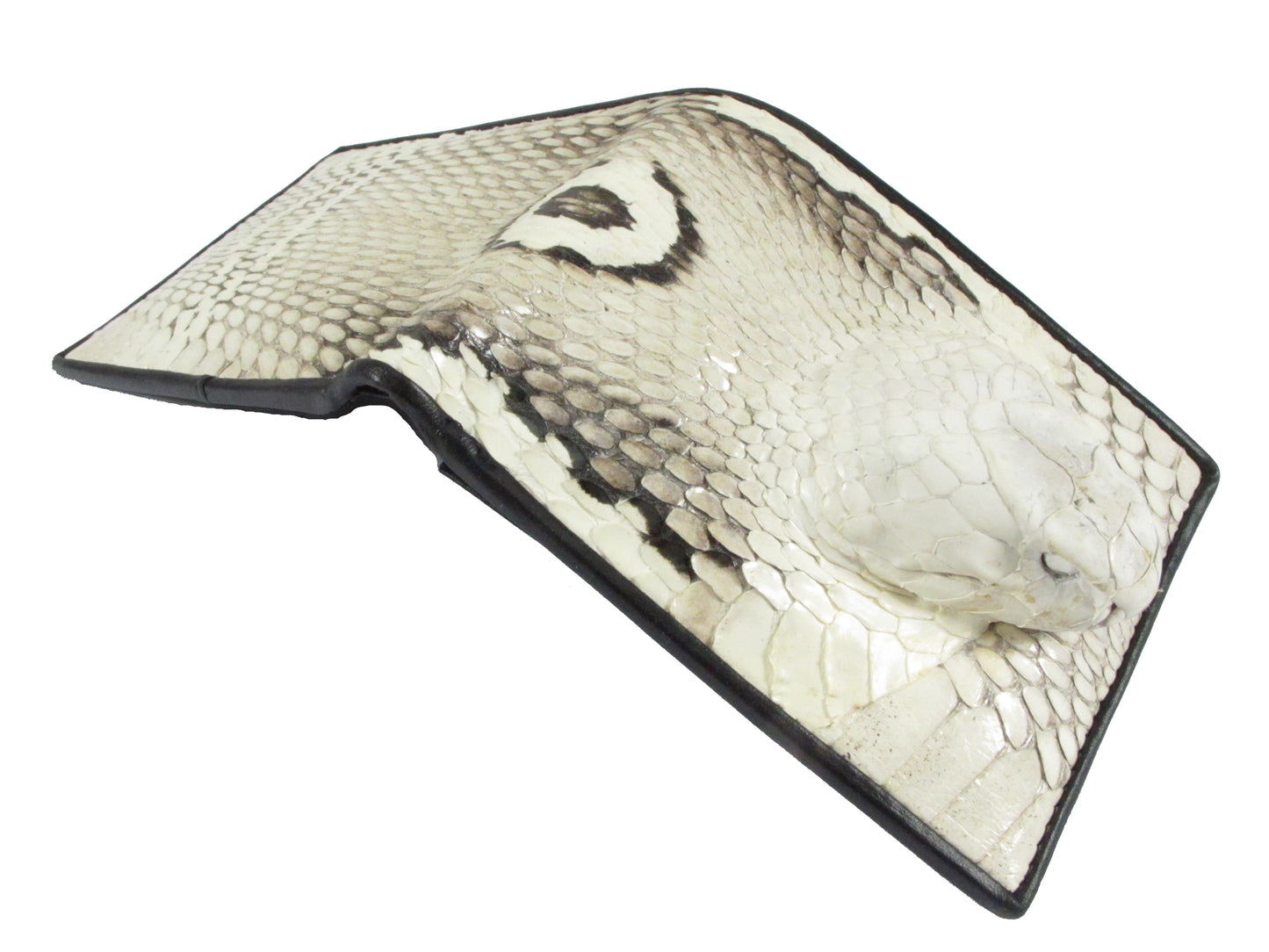 Genuine Cobra Snake Skin Leather with Head Bifold Wallet
