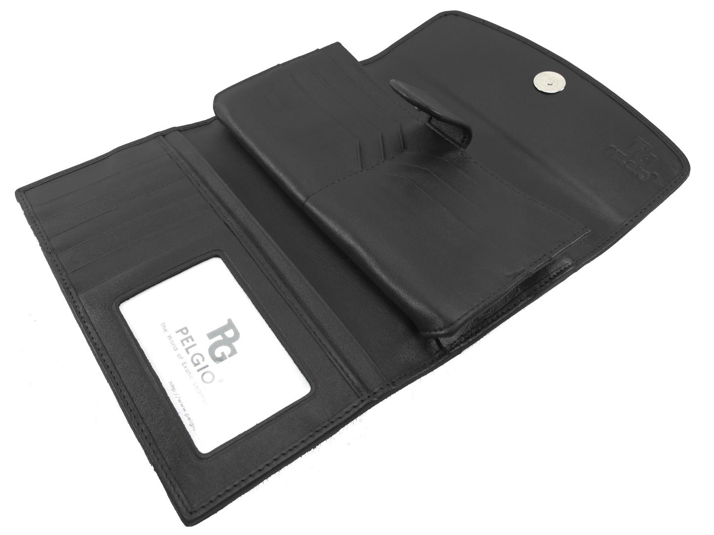 Genuine Crocodile Half Hornback Skin Leather Women's Trifold Clutch Wallet Purse