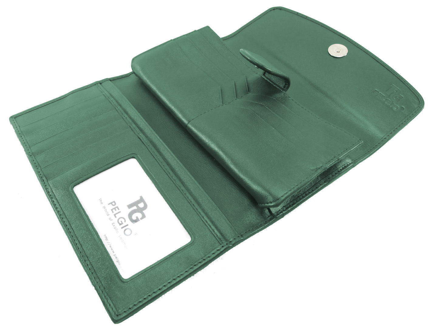 Genuine Polished Stingray Skin Leather Women's Trifold Clutch Wallet Purse