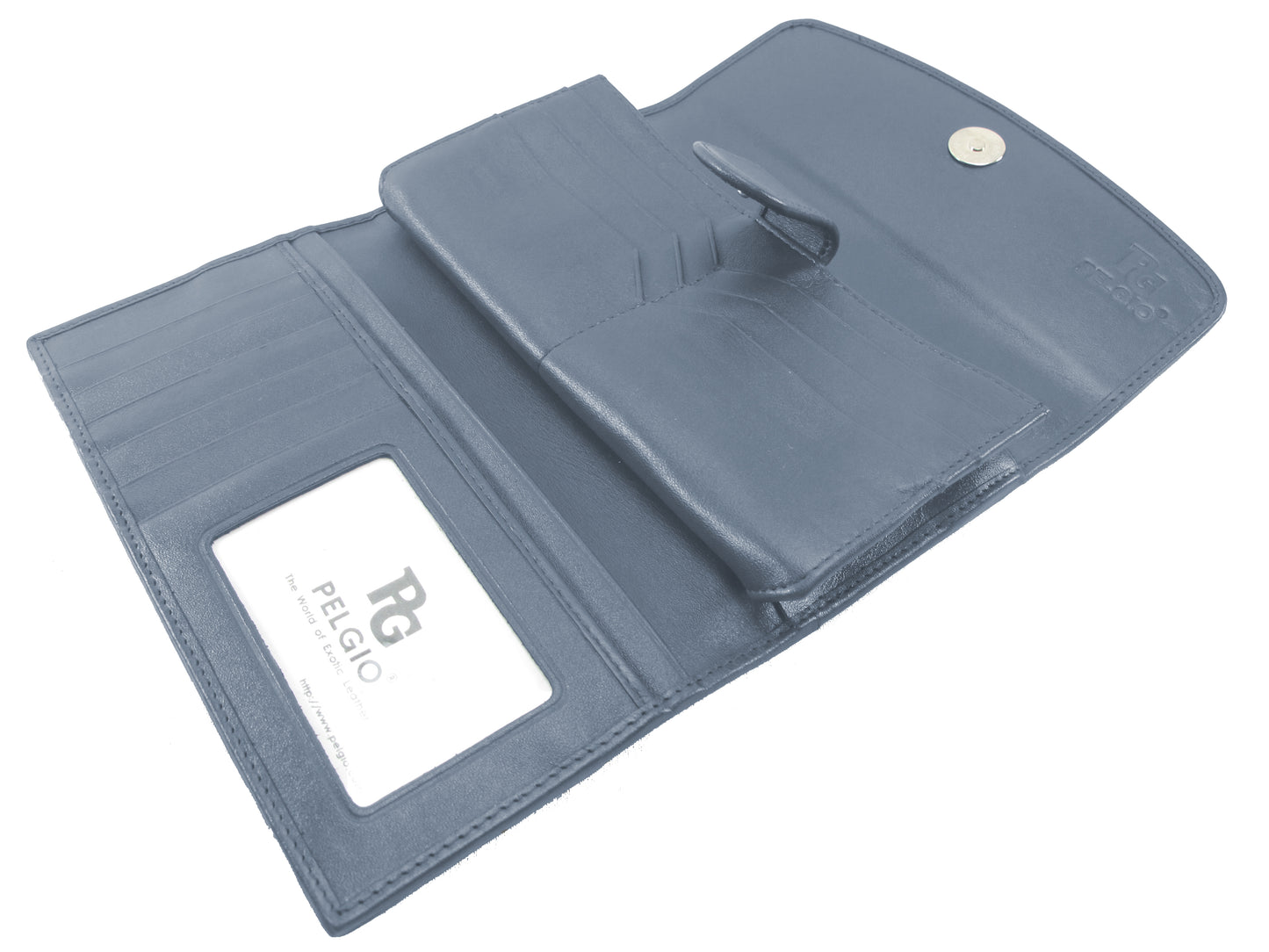 Genuine Caiman Crocodile Hornback Skin Leather Women's Trifold Clutch Wallet Purse