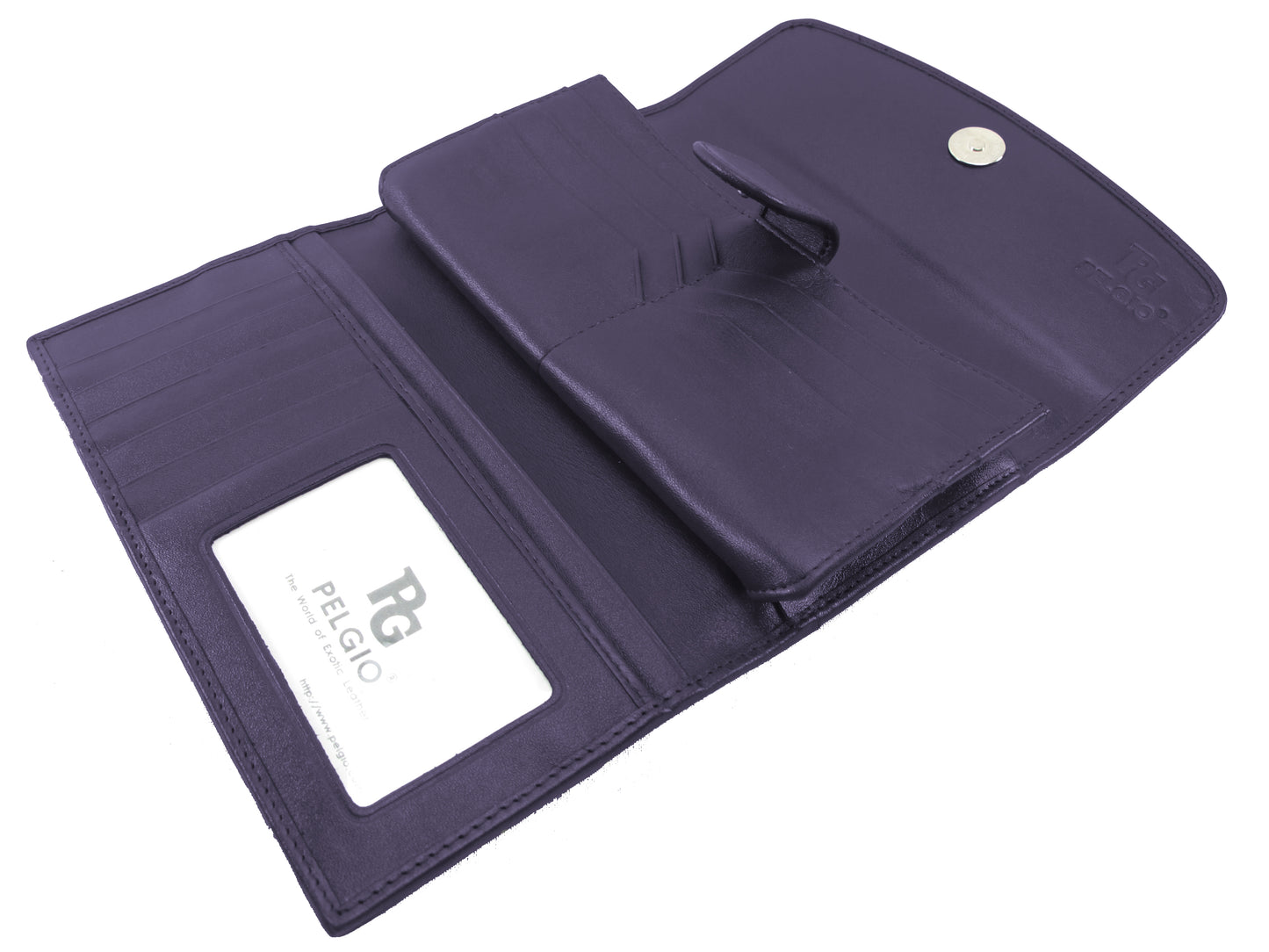 Genuine Crocodile Half Hornback Skin Leather Women's Trifold Clutch Wallet Purse