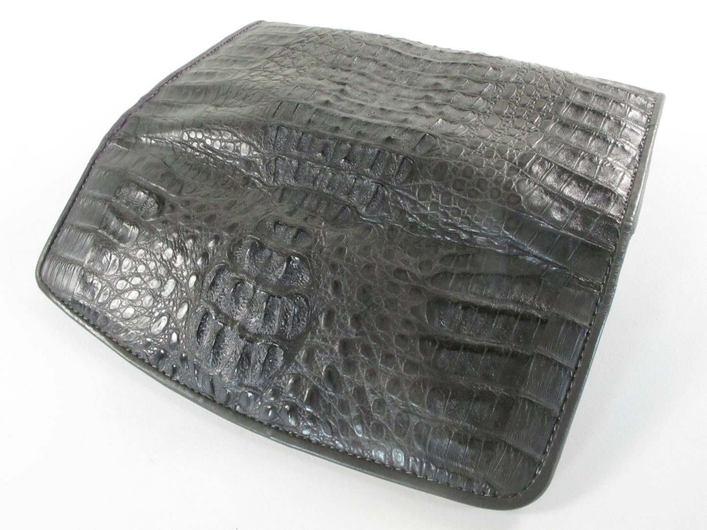 Genuine Caiman Crocodile Hornback Skin Leather Women's Trifold Clutch Wallet Purse
