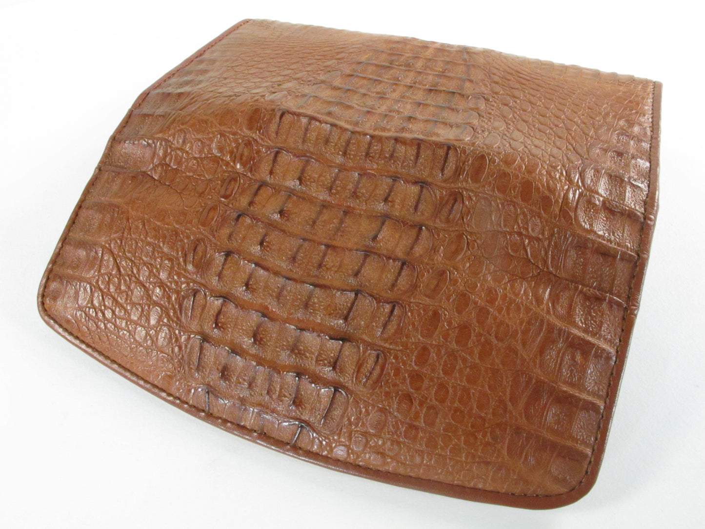 Genuine Caiman Crocodile Backbone Skin Leather Women's Trifold Clutch Wallet Purse