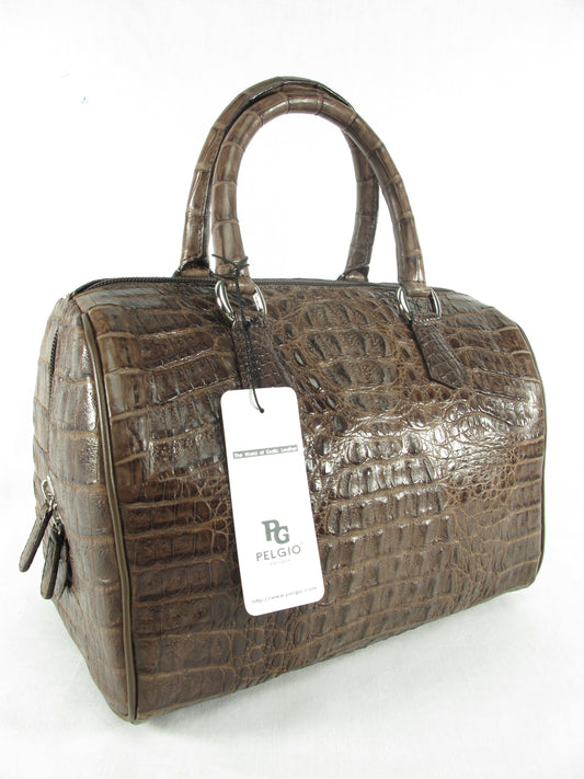 Genuine Caiman Crocodile Skin Leather Women's Zip Handbag Purse
