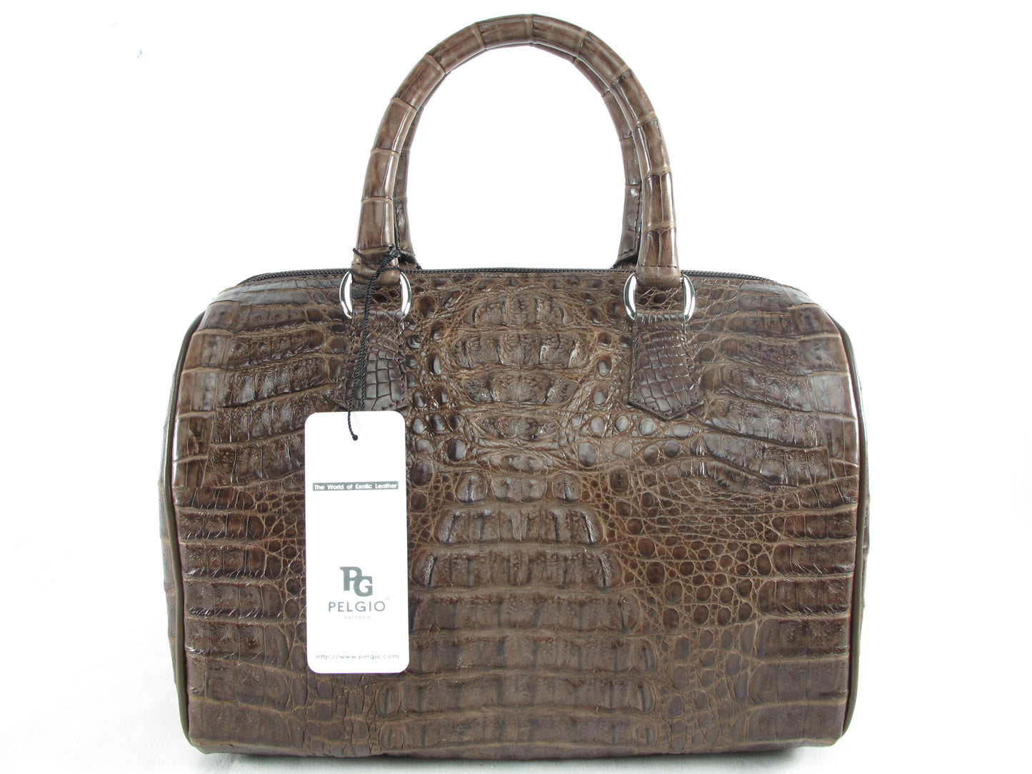 Genuine Caiman Crocodile Skin Leather Women's Zip Handbag Purse