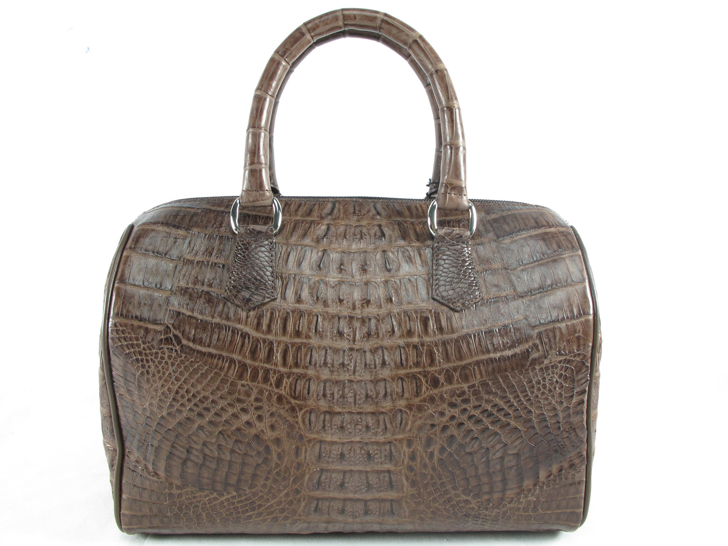 Genuine Caiman Crocodile Skin Leather Women's Zip Handbag Purse