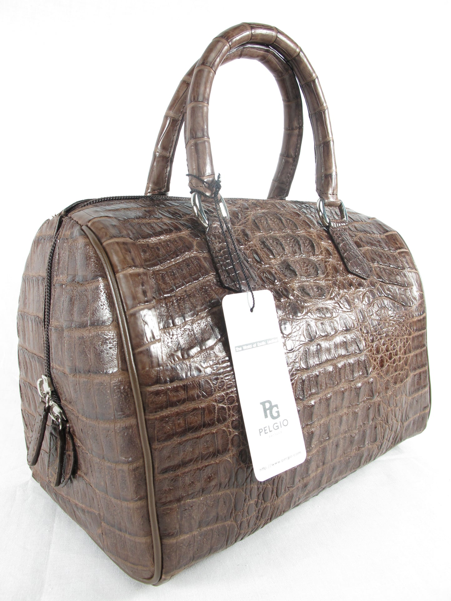 Genuine Caiman Crocodile Skin Leather Women's Zip Handbag Purse