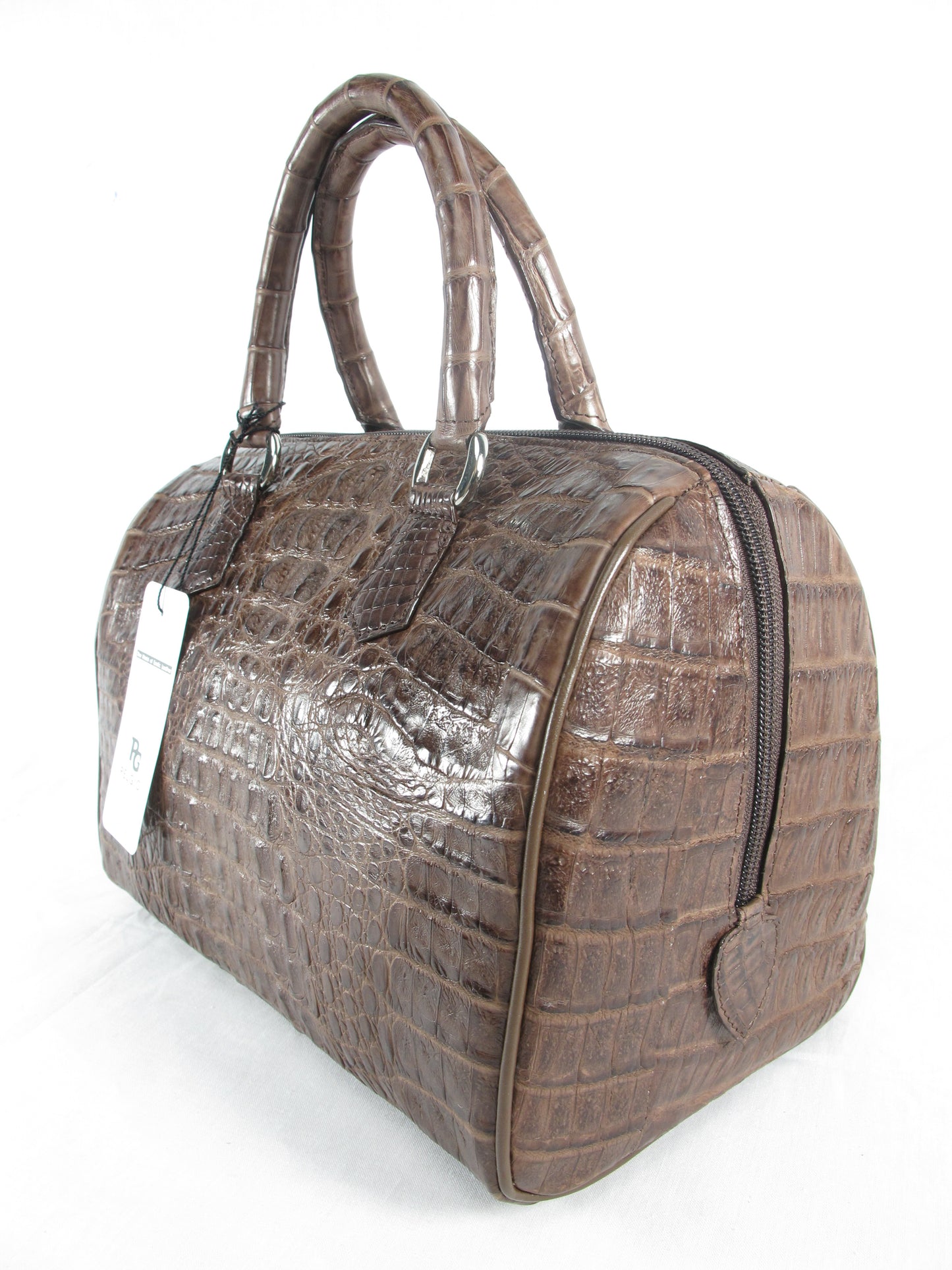 Genuine Caiman Crocodile Skin Leather Women's Zip Handbag Purse