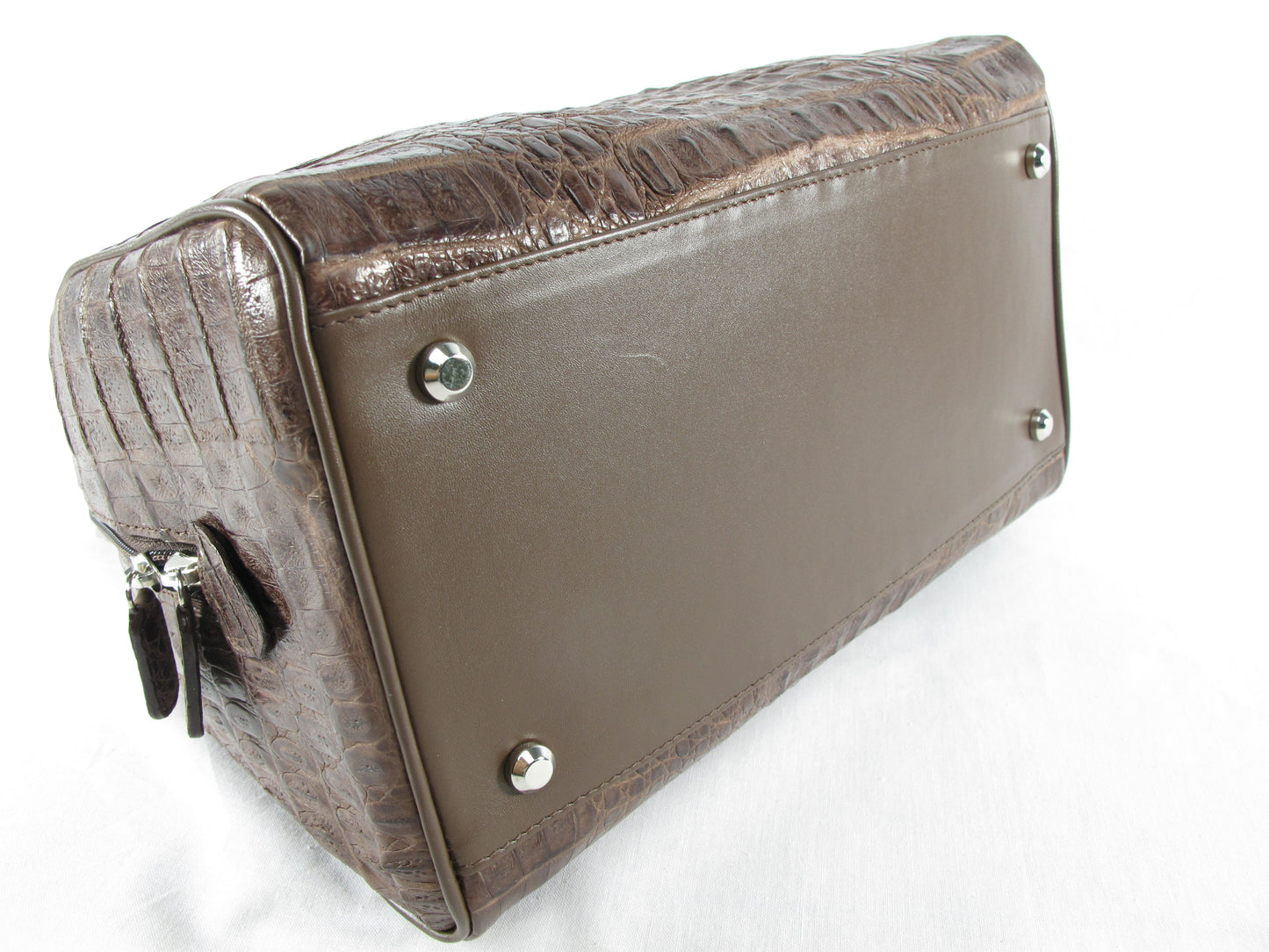 Genuine Caiman Crocodile Skin Leather Women's Zip Handbag Purse