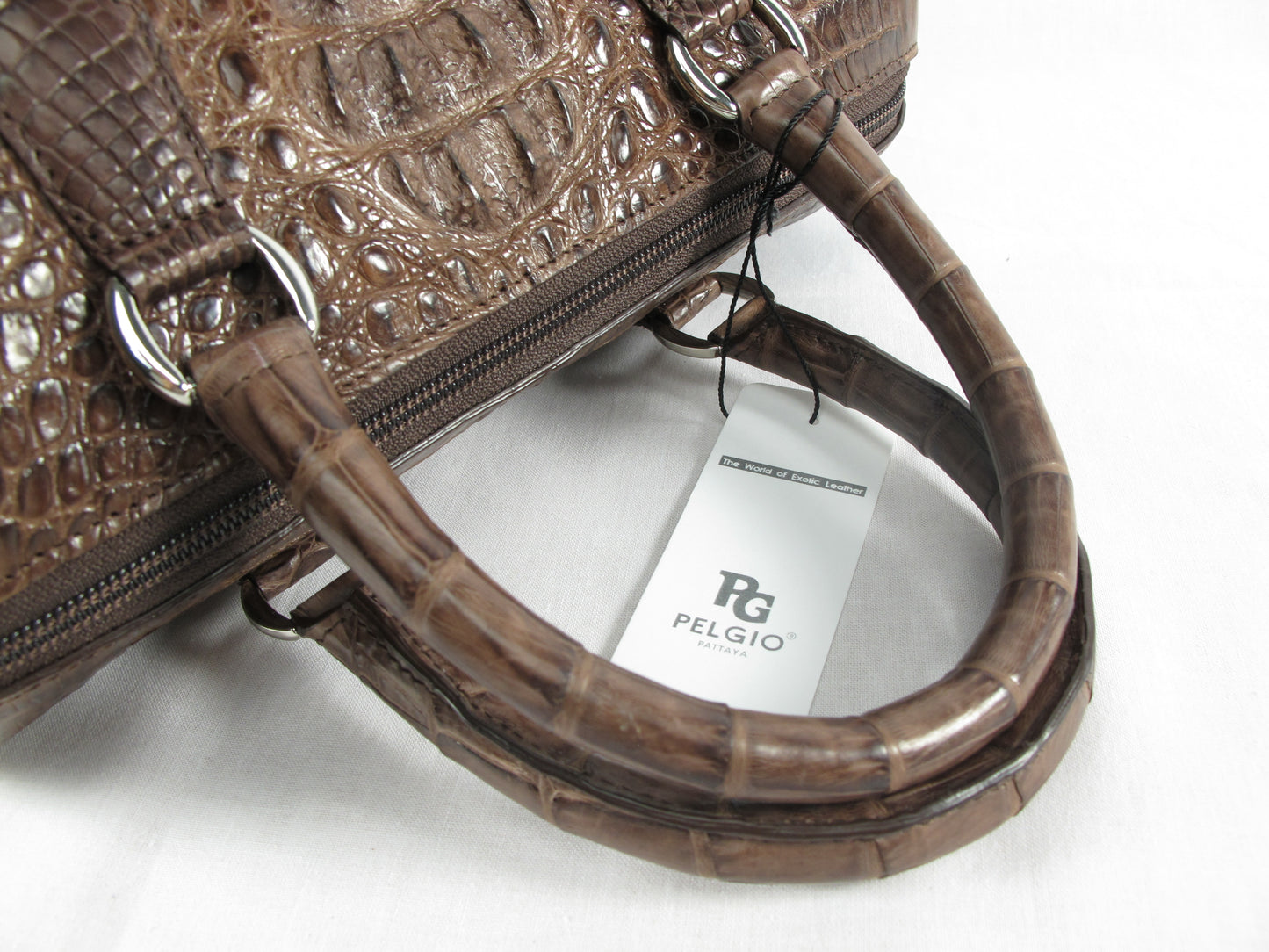 Genuine Caiman Crocodile Skin Leather Women's Zip Handbag Purse
